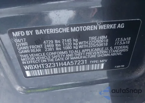 2017 BMW X1 xDrive28I z USA, uszkodzony, nr VIN WBXHT3Z31H4A57231